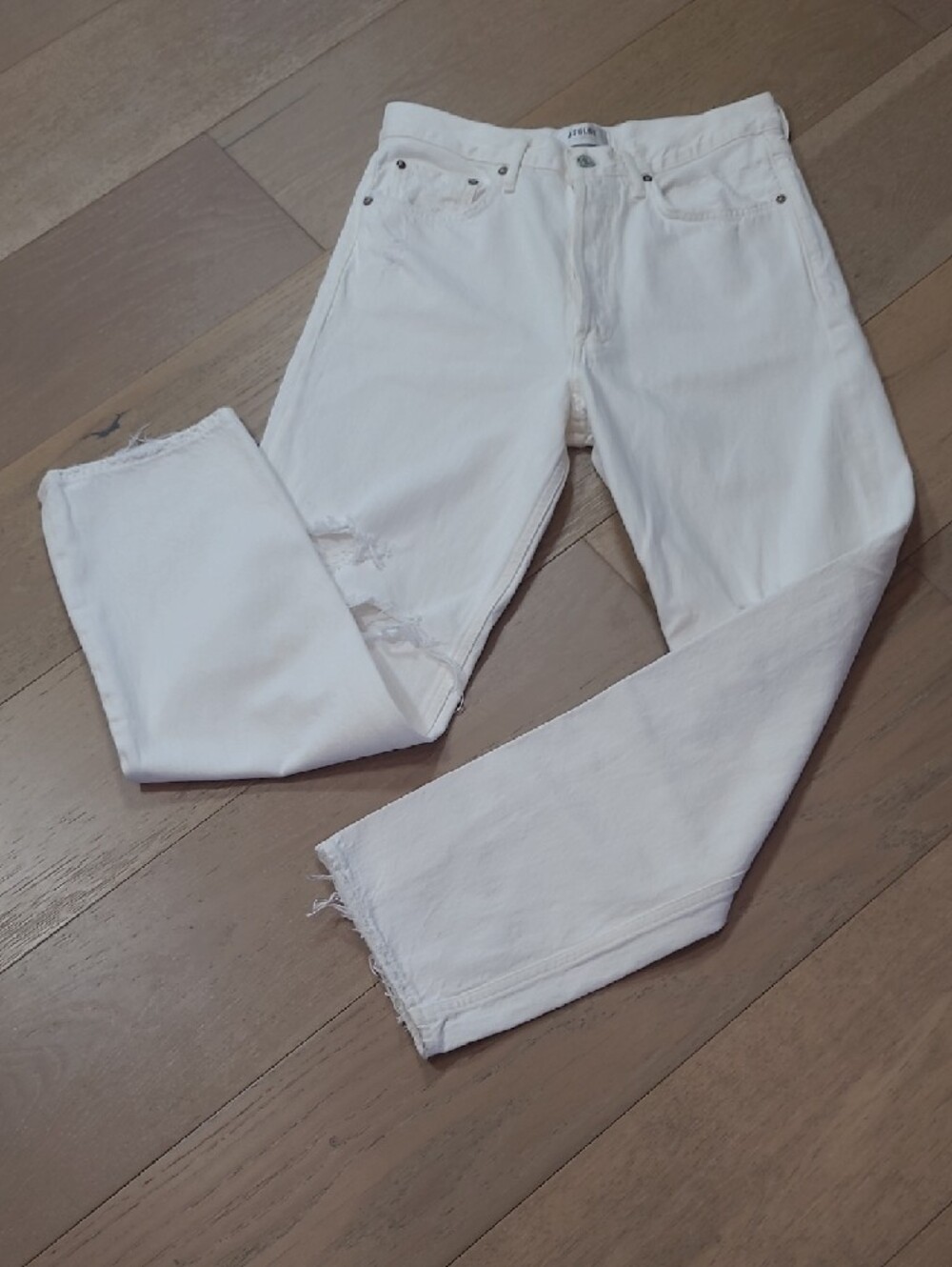 Agolde 90's Jeans Women's sz 27 Button Fly High Rise Straight Distressed Denim
